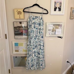 Japna medium Floral Blue and White Maxi/Midi Dress